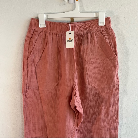 Marine Layer Pants Paula Easy Tapered Gauzy Cotton Pant in Rosette Pink Sz M NWT - Picture 8 of 16
